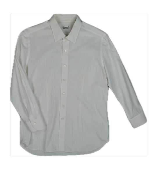 Finamore Mens SLIM White Solid Dress Shirt Size 17.5/44 Read Description