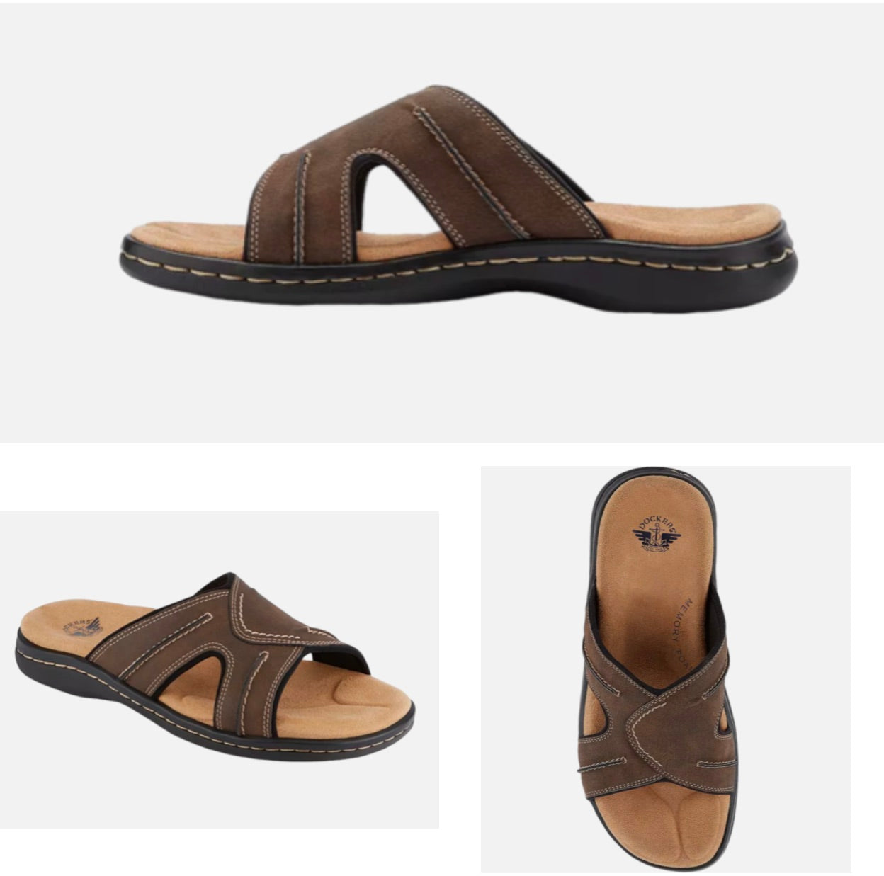 Dockers Men's Sunland Leather Sandals Dark Brown 11 M NEW $70 90-21398