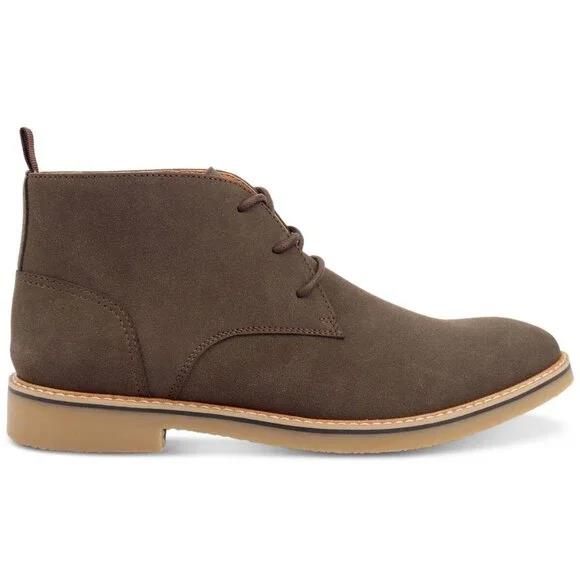 Alfani Men's Faux-Leather Chukka Boots Nathan Chocolate 11.5 M NEW $70 100160967