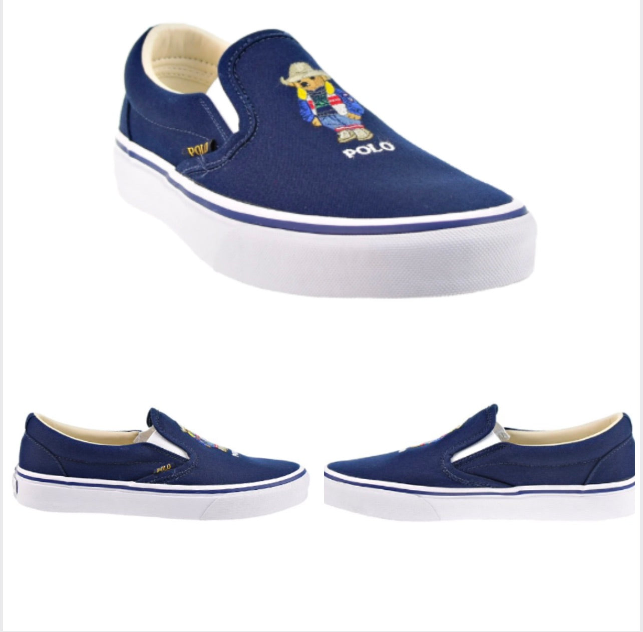 Polo Ralph Lauren Men's Keaton Slip-On Sneaker Shoes Bear 9 D NEW 816877739-001