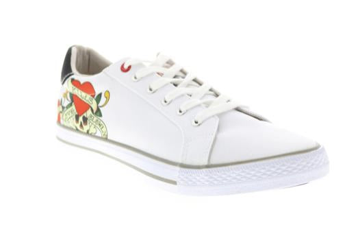 Ed Hardy Thread Mens White Canvas Lace Lifestyle Sneakers Shoes 8.5 NEW EH9031L