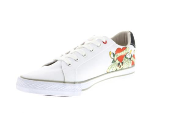 Ed Hardy Thread Mens White Canvas Lace Lifestyle Sneakers Shoes 8.5 NEW EH9031L