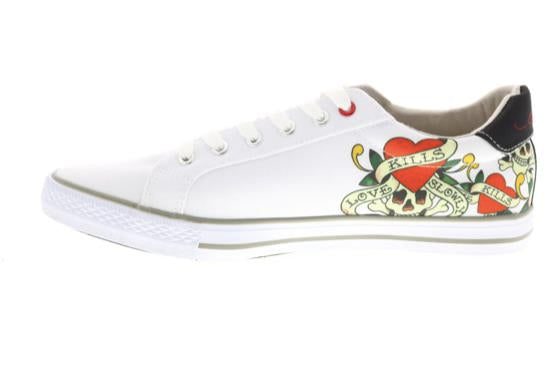 Ed Hardy Thread Mens White Canvas Lace Lifestyle Sneakers Shoes 8.5 NEW EH9031L