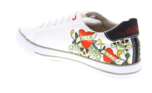 Ed Hardy Thread Mens White Canvas Lace Lifestyle Sneakers Shoes 8.5 NEW EH9031L