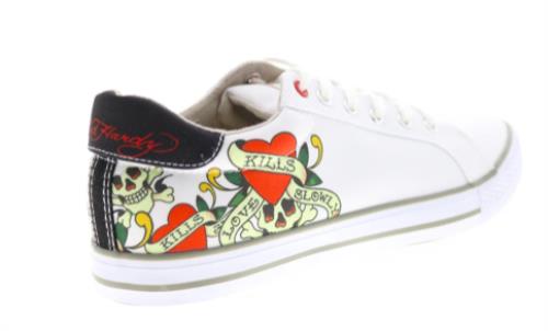 Ed Hardy Thread Mens White Canvas Lace Lifestyle Sneakers Shoes 8.5 NEW EH9031L