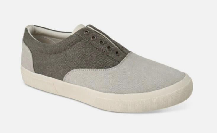 Sun + Stone Mens Trey Canvas Slip on Gray Blocked Sneaker 13 M NEW   100169603MN