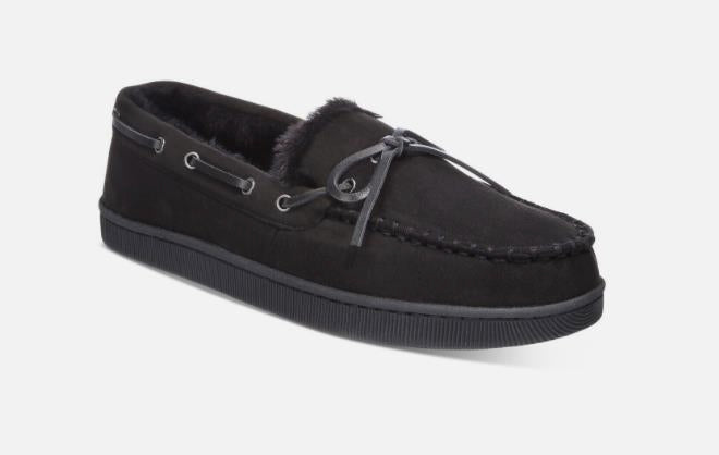 Club Room Mens Moccasin Slippers Black M 8 - 9 NEW $30 100139651