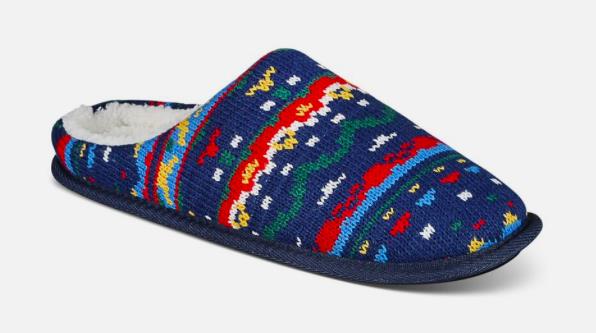 Club Room Men Holiday Slip On Slippers Navy Blue Red M 8 - 9 NEW $30 100173810MN
