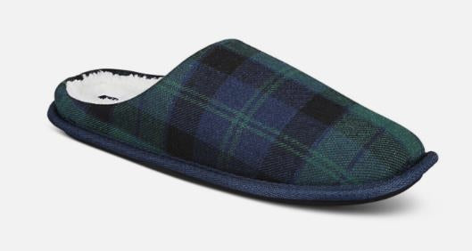 Club Room Men Jake Plaid Slip On Slippers Blue Green L 10 - 11 NEW $30