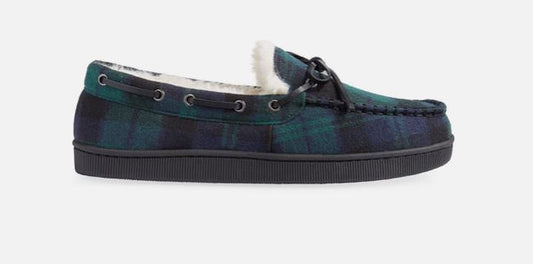 Club Room Men Plaid Moccasin Slippers FauxFur Lining S 6 - 7 NEW $30 10016124000
