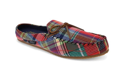 Ralph Lauren Men's Mcguire Plaid Mock Tie Mule Moccasin Slipper 8 NEW SMF6004ARL