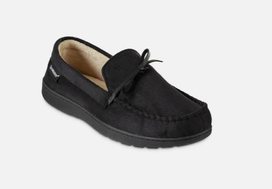 Isotoner Men's Microsuede Nigel Moccasin Slippers XXL 13 - 14 NEW $48 A9F386BLK