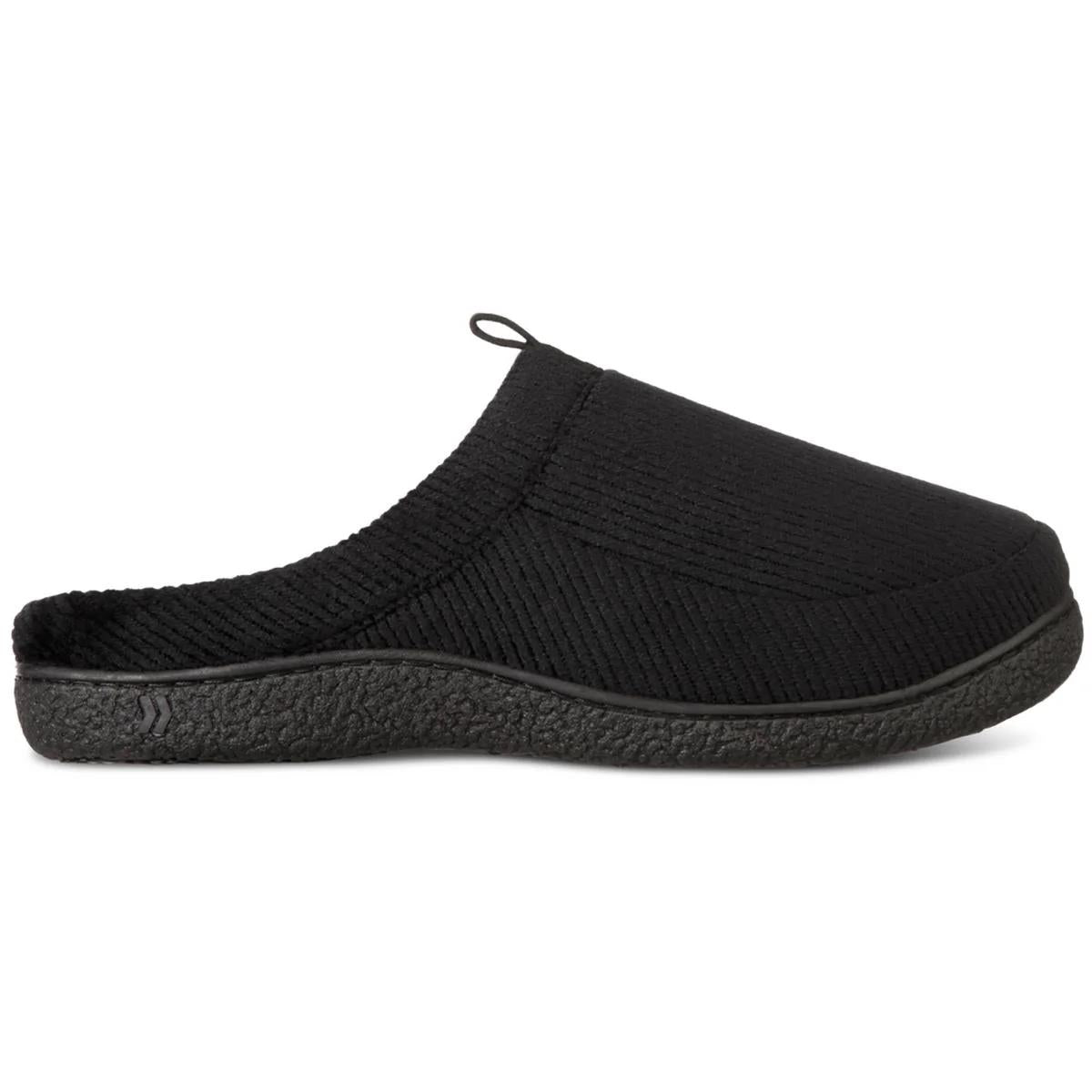 Isotoner Men's Corduroy Hoodback Slippers Pebble XXL 13 - 14 NEW $48 A9F088BLK