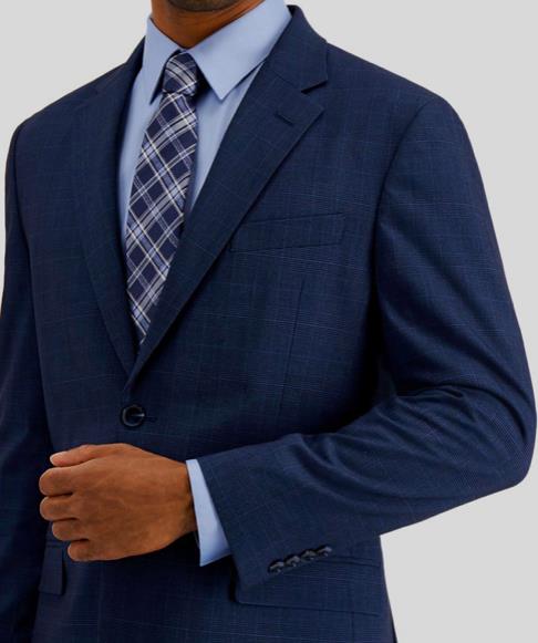 NAUTICA Men's Blue Plaid Gaff Modern Fit Stretch Sport Coat 50 R NEW NA00055