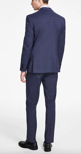 DKNY Men's Modern-Fit Blue Mini Check Suit 41 R - 36 W 32 L New