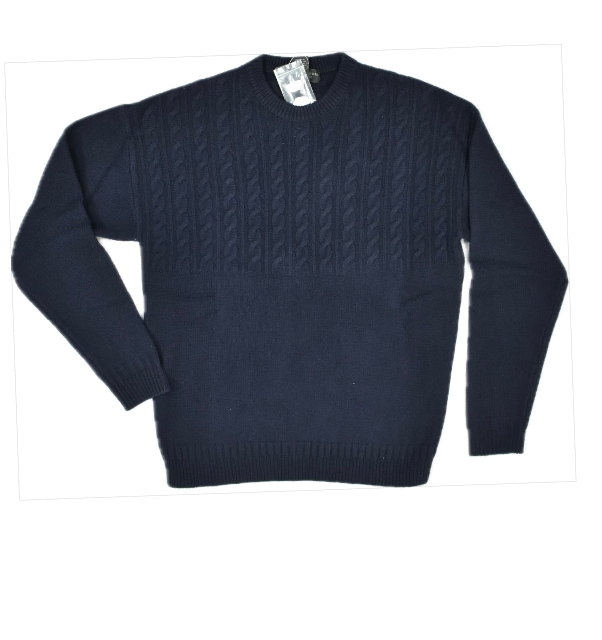 The Men's Store Heavyweight Cable Knit Merino Wool Navy Sweater M NEW 9715