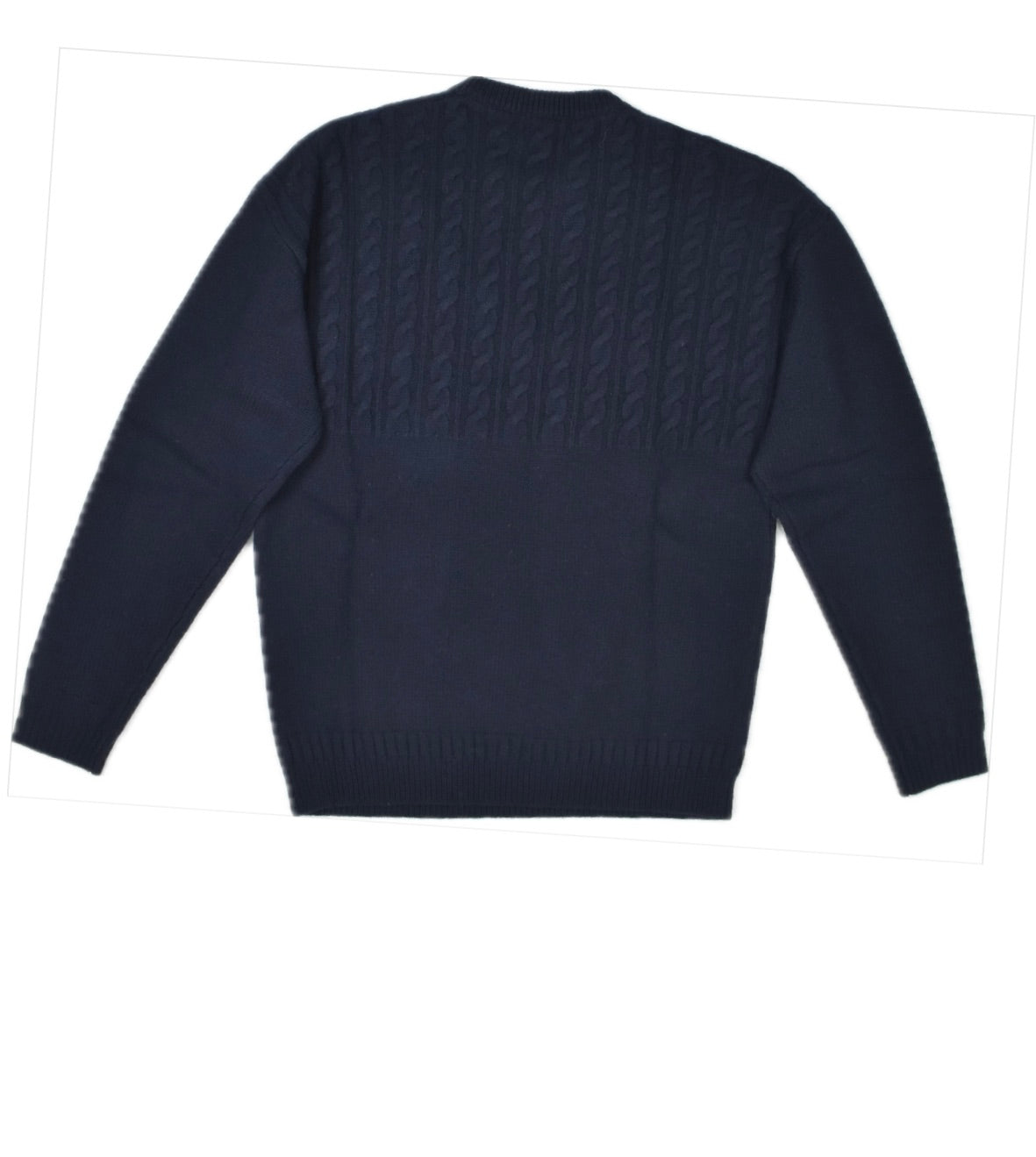 The Men's Store Heavyweight Cable Knit Merino Wool Navy Sweater M NEW 9715