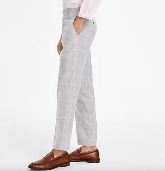 Bar III Men's Slim Plaid Stretch Linen Suit Pants 33 X 30 NEW $136 MLCOPC1Y0075