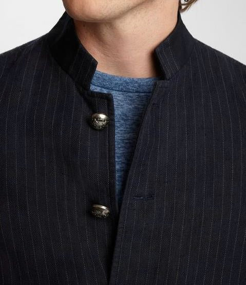 John Varvatos WILLY WASHED INDIGO PINSTRIPE JACKET 44 OR L Imperfect  JVS1792W1B