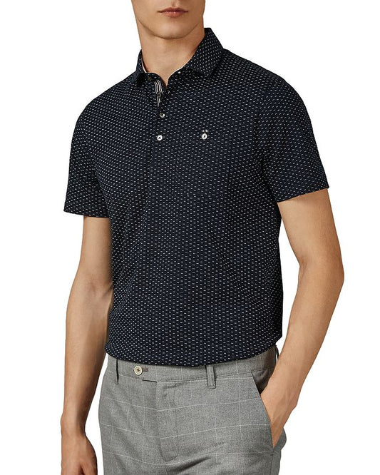 TED BAKER Men's Navy Canari Dot Print Polo Shirt 1 XS $159 NEW
