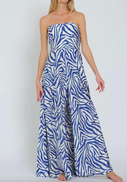 AaKaa Women's Lorena Strapless Tube Top Jumpsuit Elastic Back Tie-Back S NEW $69