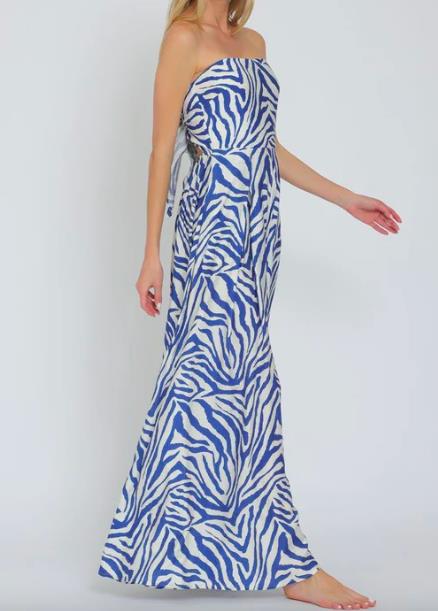 AaKaa Women's Lorena Strapless Tube Top Jumpsuit Elastic Back Tie-Back M NEW $69