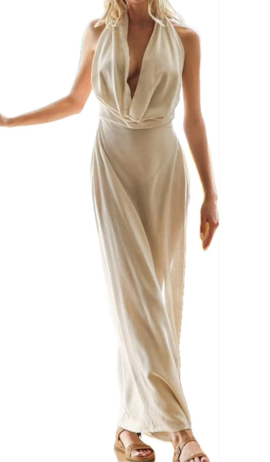AaKaa Women's Oatmeal The Amabel Dress M NEW $60 DA31645H