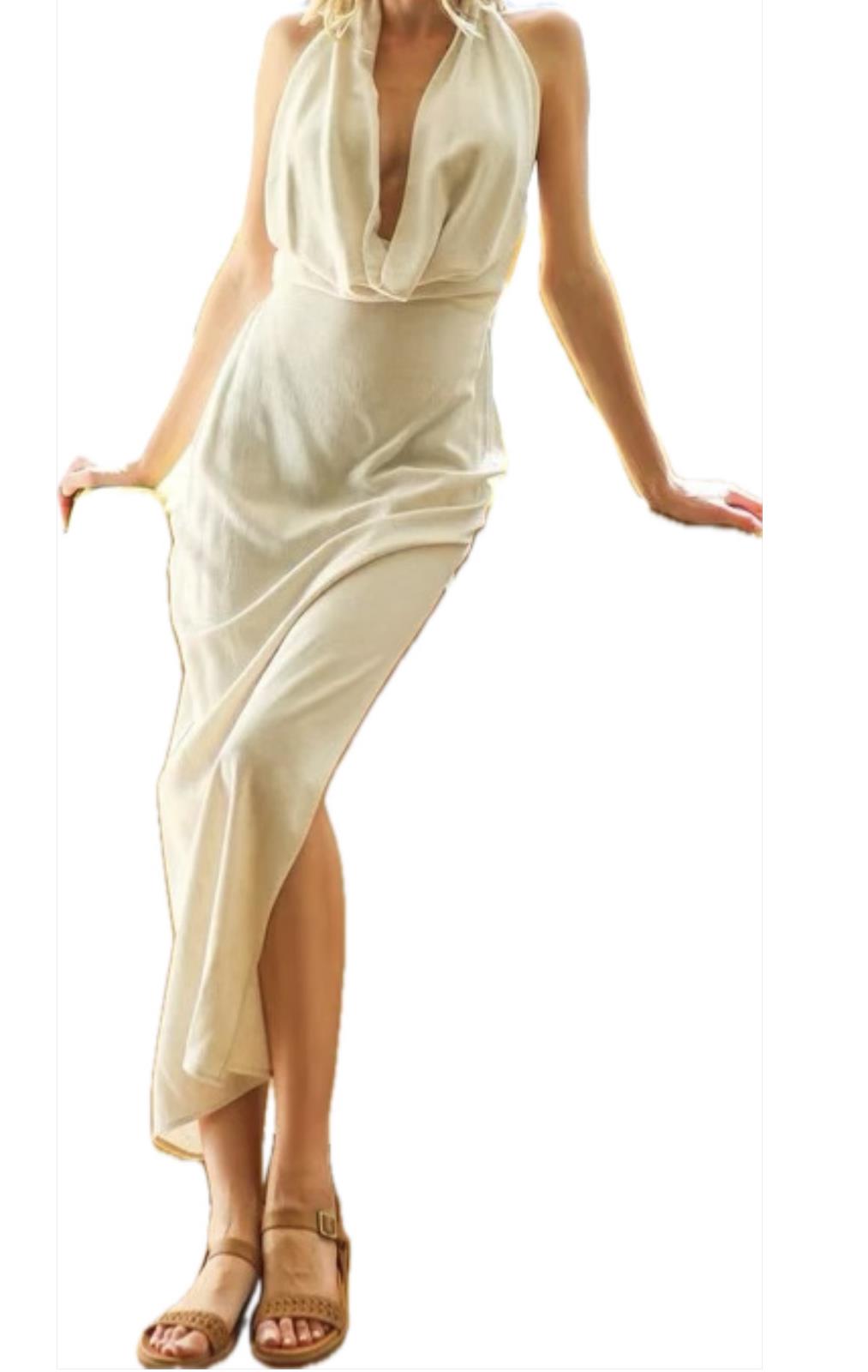 AaKaa Women's Oatmeal The Amabel Dress S NEW $60 DA31645H