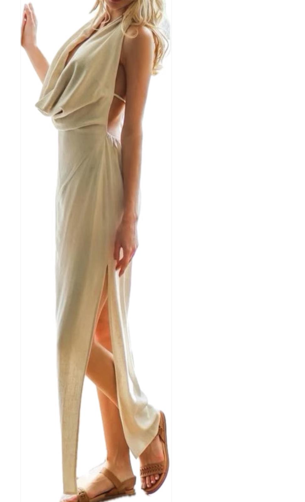 AaKaa Women's Oatmeal The Amabel Dress L NEW $60 DA31645H