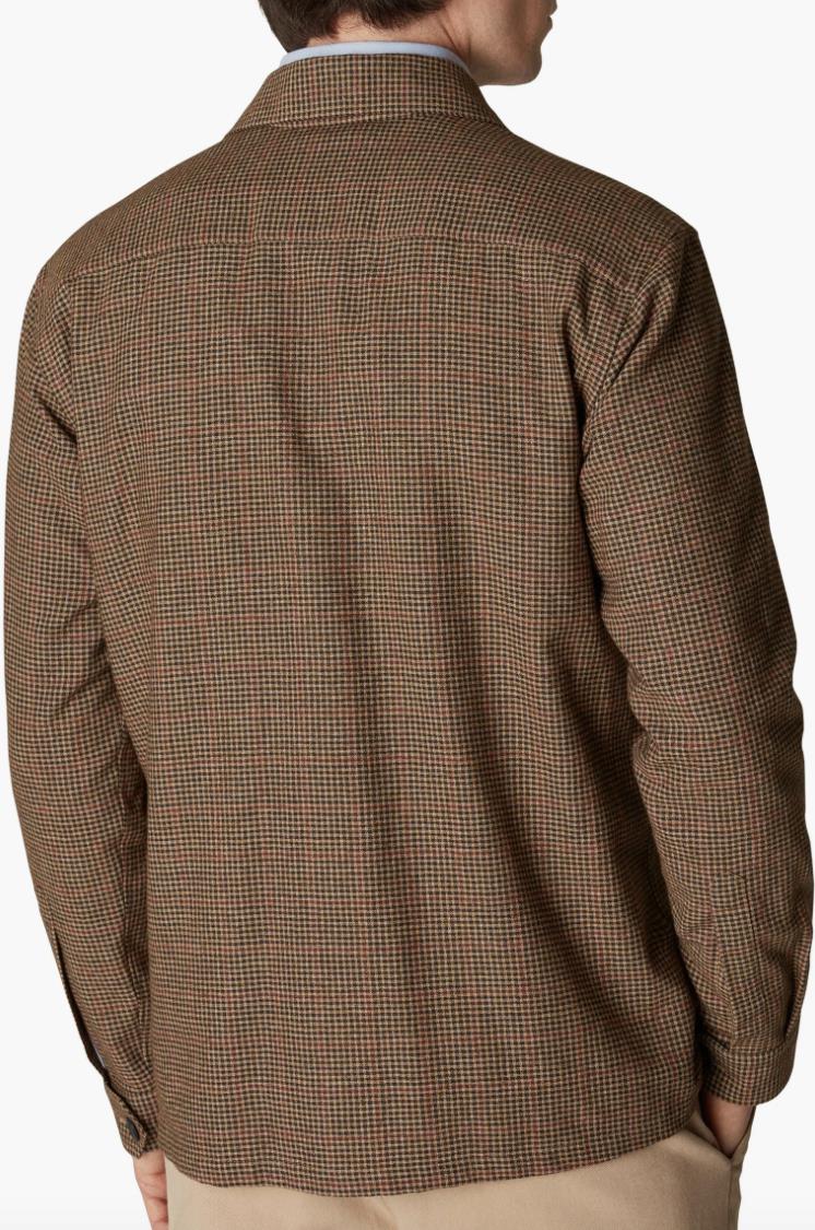 Eton Mens Brown Checked Cotton–wool–cashmere Flannel Overshirt Jacket L New $300