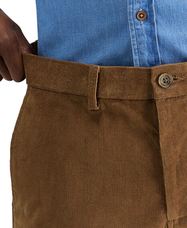Kenneth Cole Mens Slim Stretch Corduroy Camel Pants 32 X 29 NEW $100 KC80123