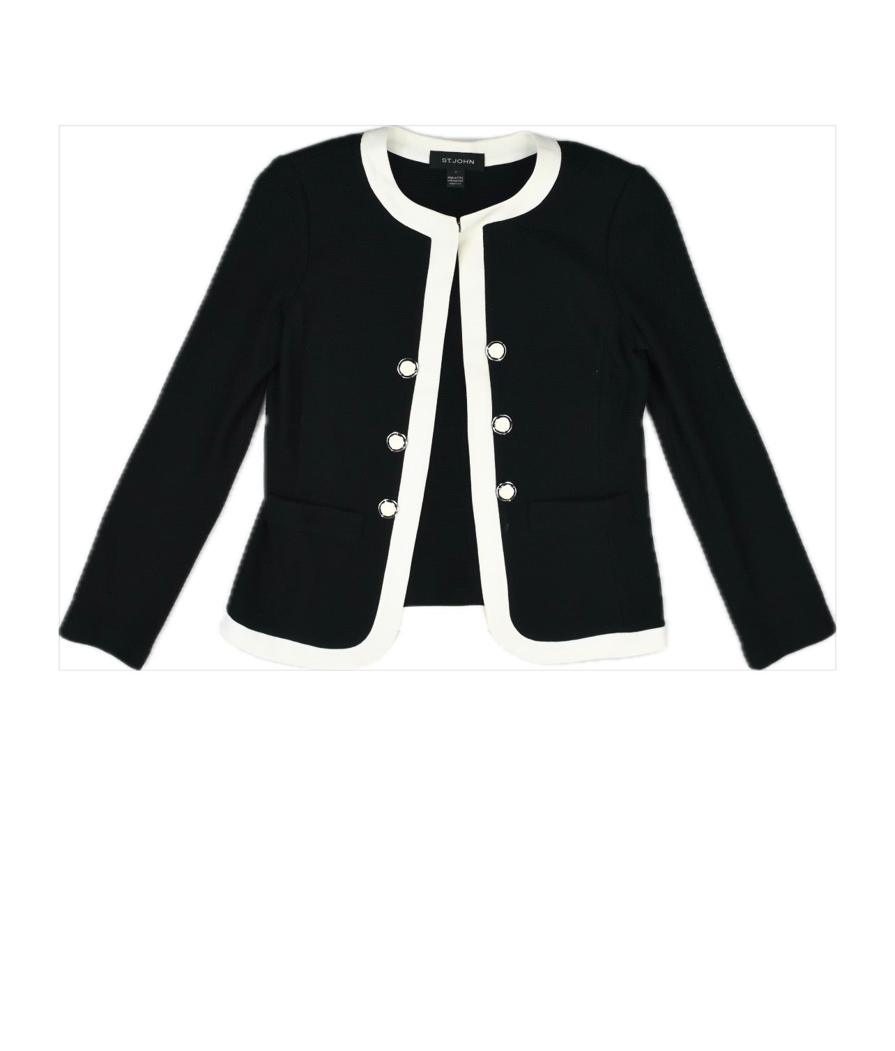 St. John Women's Fancy Woven Wool-Blend Jacket Size 4 Mint MADE IN USA