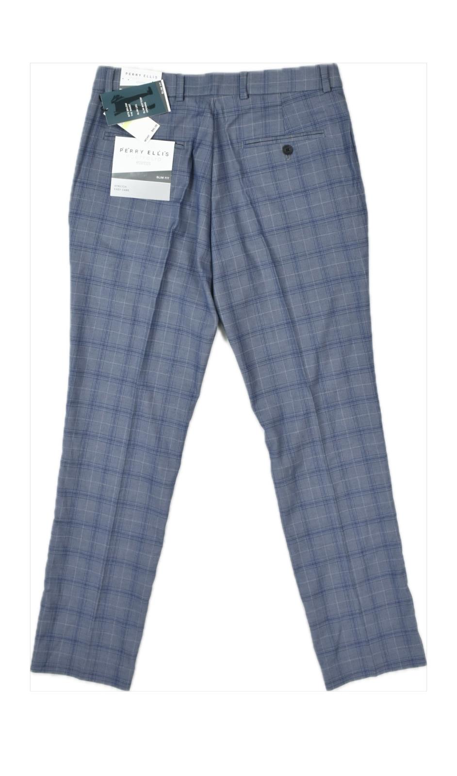 Perry Ellis Men's Slim-Fit Flat Front Dress Pants Size 36 X 32 New $95  5RFB0135