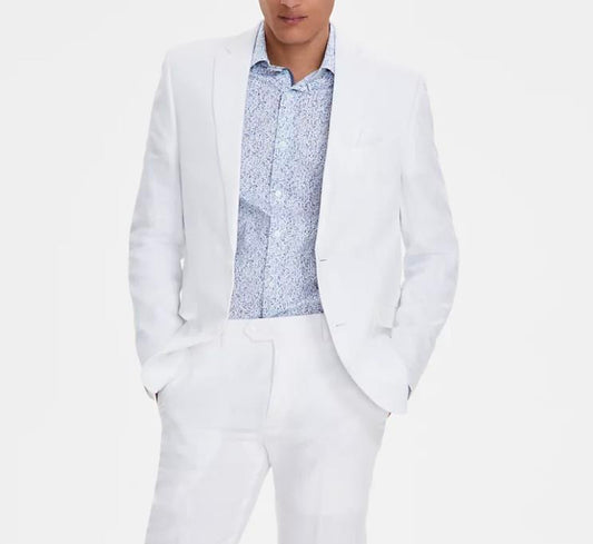 Bar III Mens Slim White Solid Linen Sport Coat 42 R NEW $295 TTAY1CQZ0015