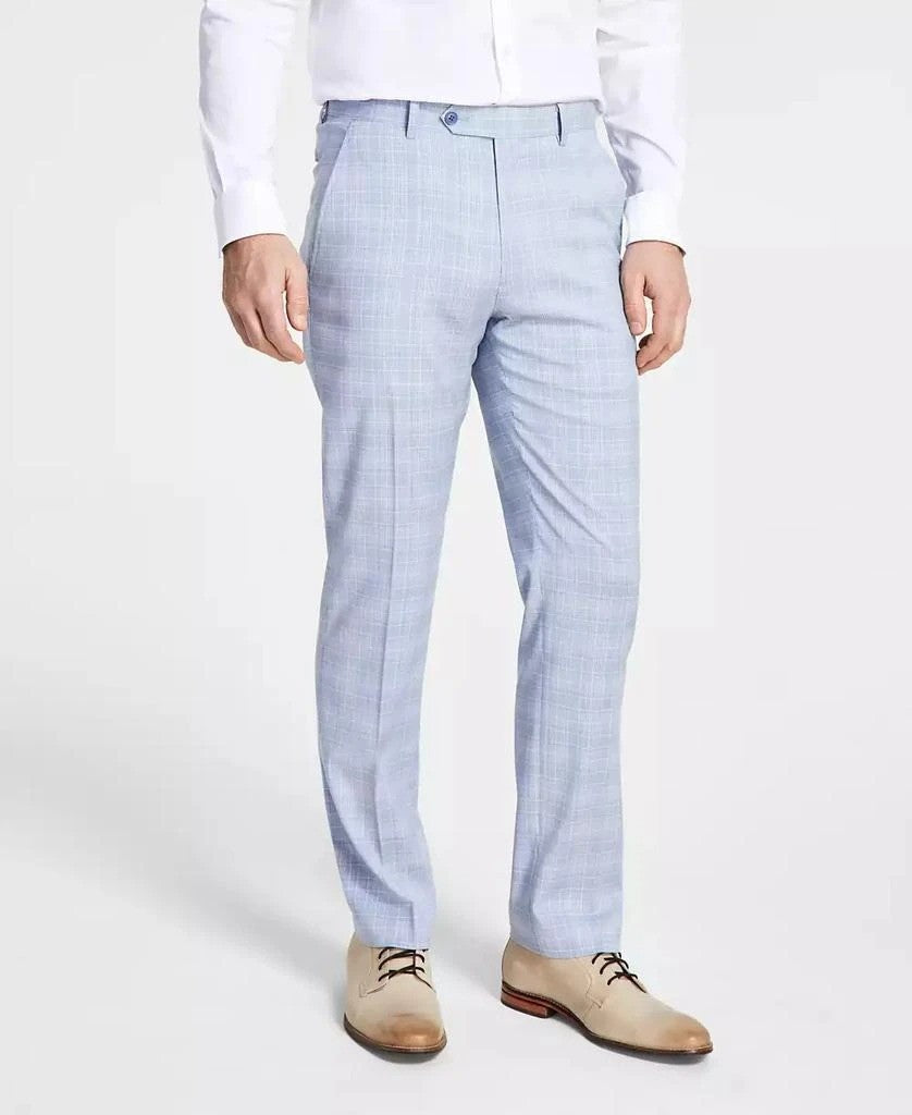 Alfani Men's Light Blue Plaid Slim Dress Pants 33 X 30 New $135 MKXEPQ3Z0170