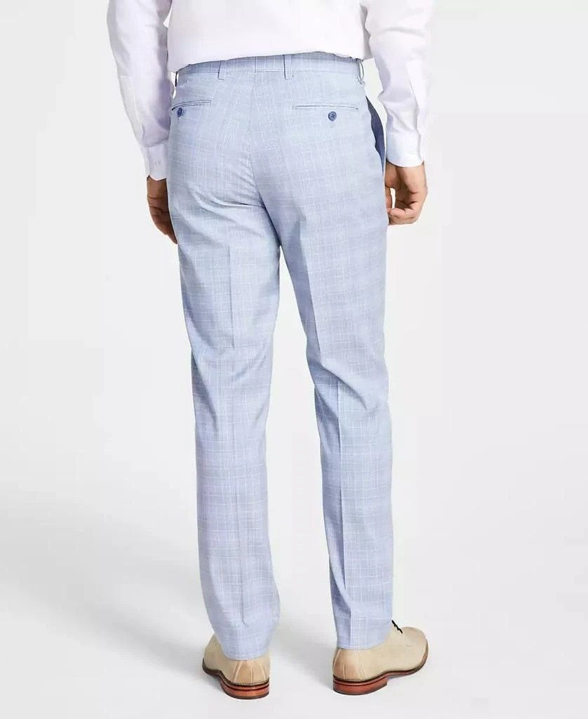 Alfani Men's Light Blue Plaid Slim Dress Pants 33 X 30 New $135 MKXEPQ3Z0170