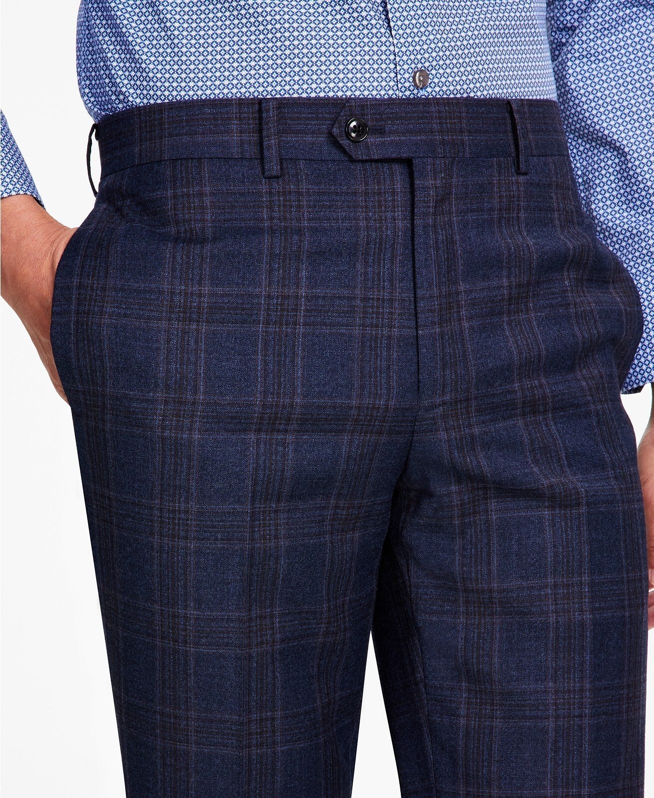 Tallia Men's Slim Plaid Wool Blend Pants 36 X 32 NEW $175 VVNEPT5V0122