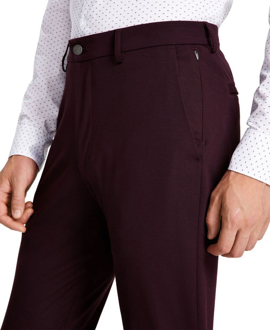 Calvin Klein Men's Burgundy Slim Solid Knit Pants 34 X 34 NEW $135 JUDYPJ3Z0016