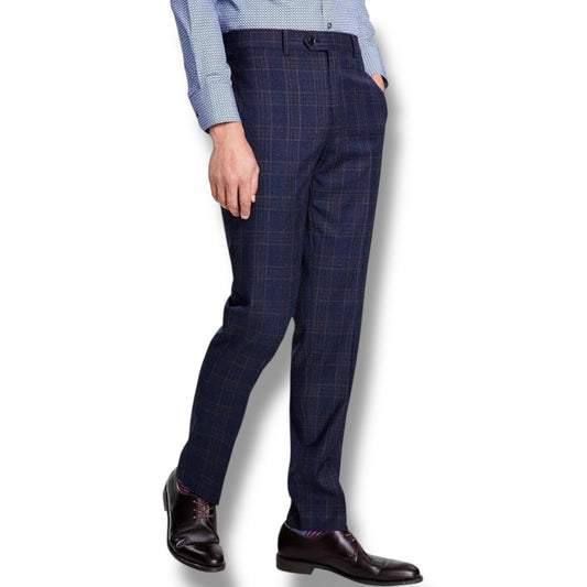 Tallia Men's Blue Plaid Slim Wool Blend Pants 34 X 30 NEW $175