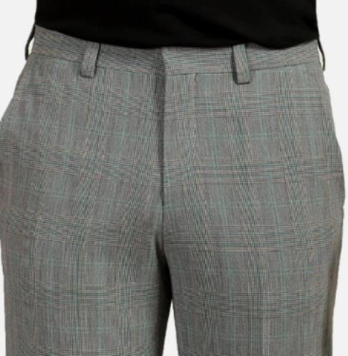 Hugo Boss Men's Modern-Fit Gray Multi Plaid Pants 34 X 33 NEW $198 TOM232X