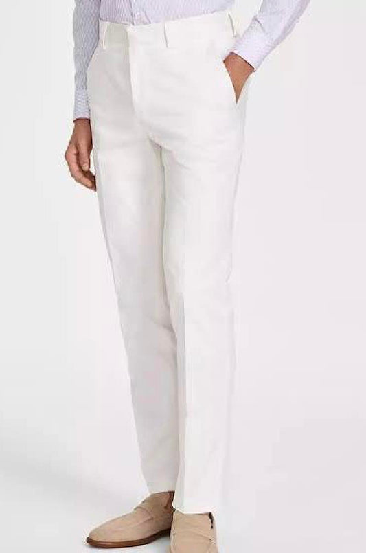 Hugo Boss Men's Modern-Fit Cotton Blend White Pants 32 X 32 NEW $198 TOM232X
