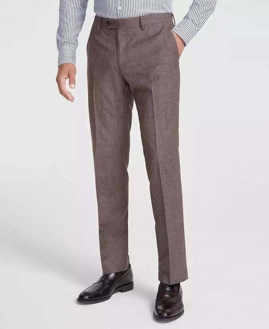 Tommy Hilfiger Men's Brown Plaid Wool Modern Fit Pants 32 X 32 $190 TLYRPBT10052