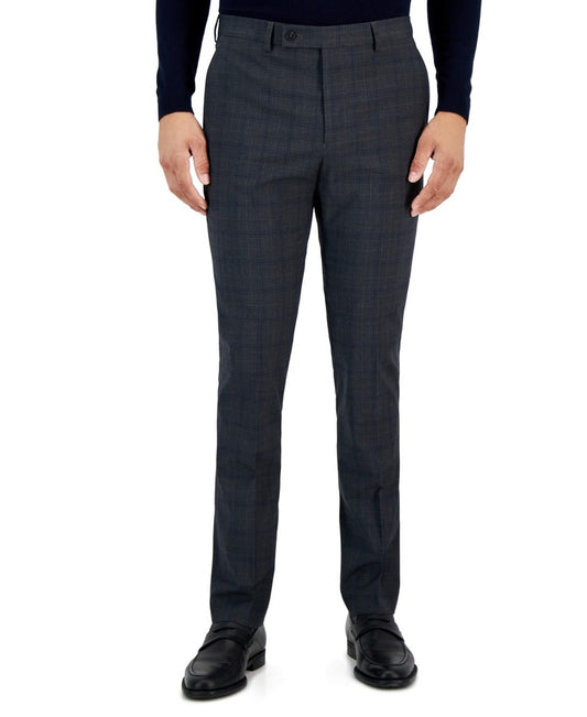 DKNY Men's Gray Plaid Modern Fit Stretch Pants 42 X 32 NEW $135 DIROPD4W0080