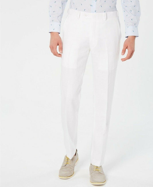 Bar III Men's Slim Solid Stretch Linen Suit Pants 32 X 32 NEW $135 MLCOPC1Y0015