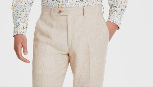 Bar III Men's Slim Solid Tan Stretch Linen Pants 36 X 34 NEW $135 MLCOPC1Y0070