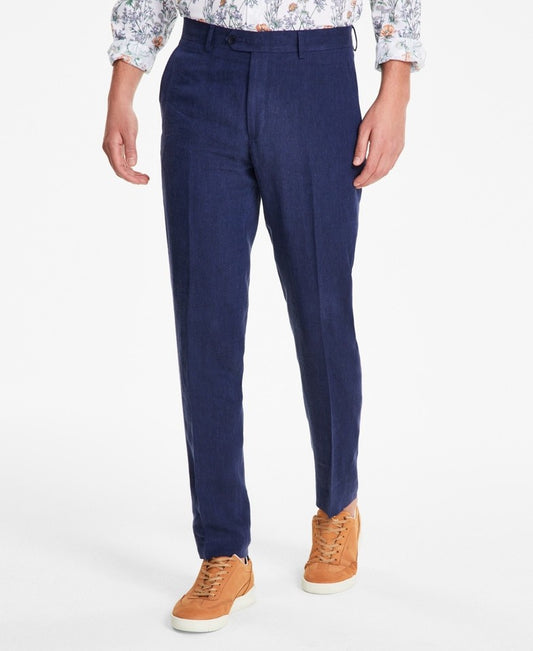 Bar III Men's Slim Solid Navy Linen Pants 32 X 34 NEW $135 MLCOPC1Y0077