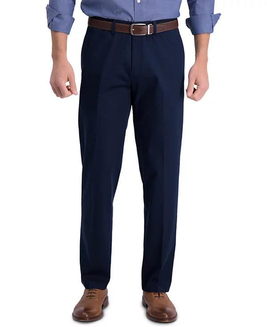 Haggar Men's Flat Front Navy Premium Straight Fit Pants 34 X 29 NEW $70 HC10897