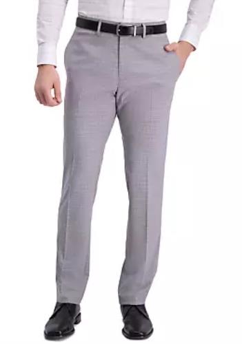 Kenneth Cole Men Gray Micro-Check Slim Techni-Cole Pants 34 X 30 NEW $95 KD80019