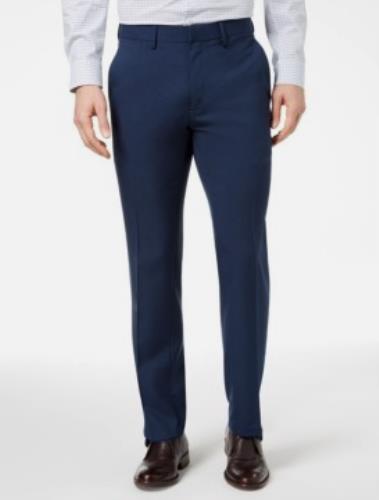 Kenneth Cole Men's Blue Modern Fit Mini Check Pants 34 X 34 NEW $95 KD00497