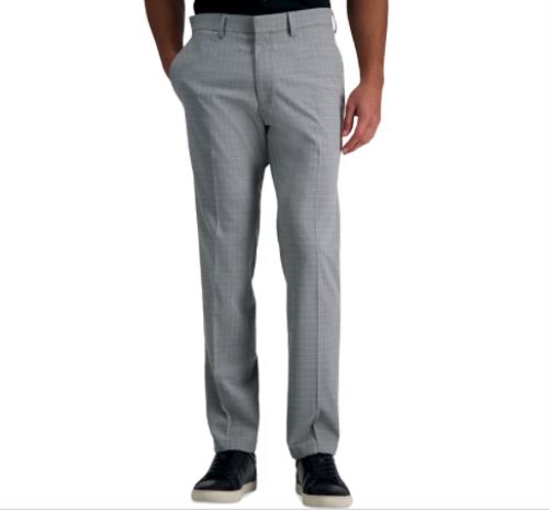 Kenneth Cole Men's Grid Check Gray Slim Techni-Cole Pants 33 X 32 NEW KD80046
